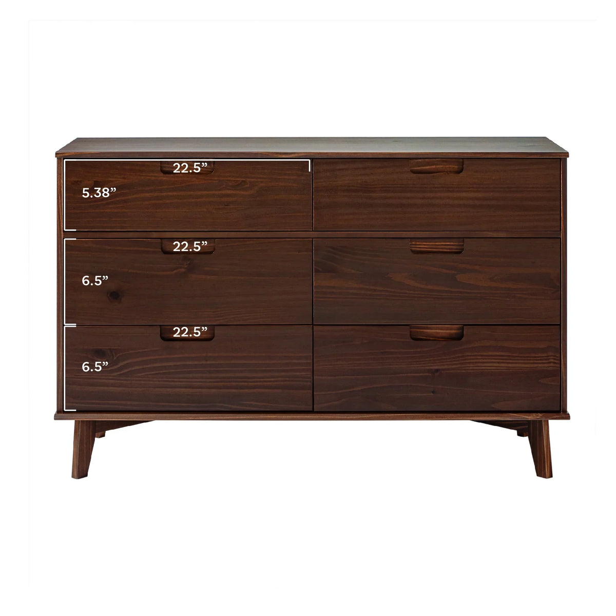 Nouveauté 2026 – Commode Walker Edison Sonoma 6 tiroirs en bois massif couleur caramel