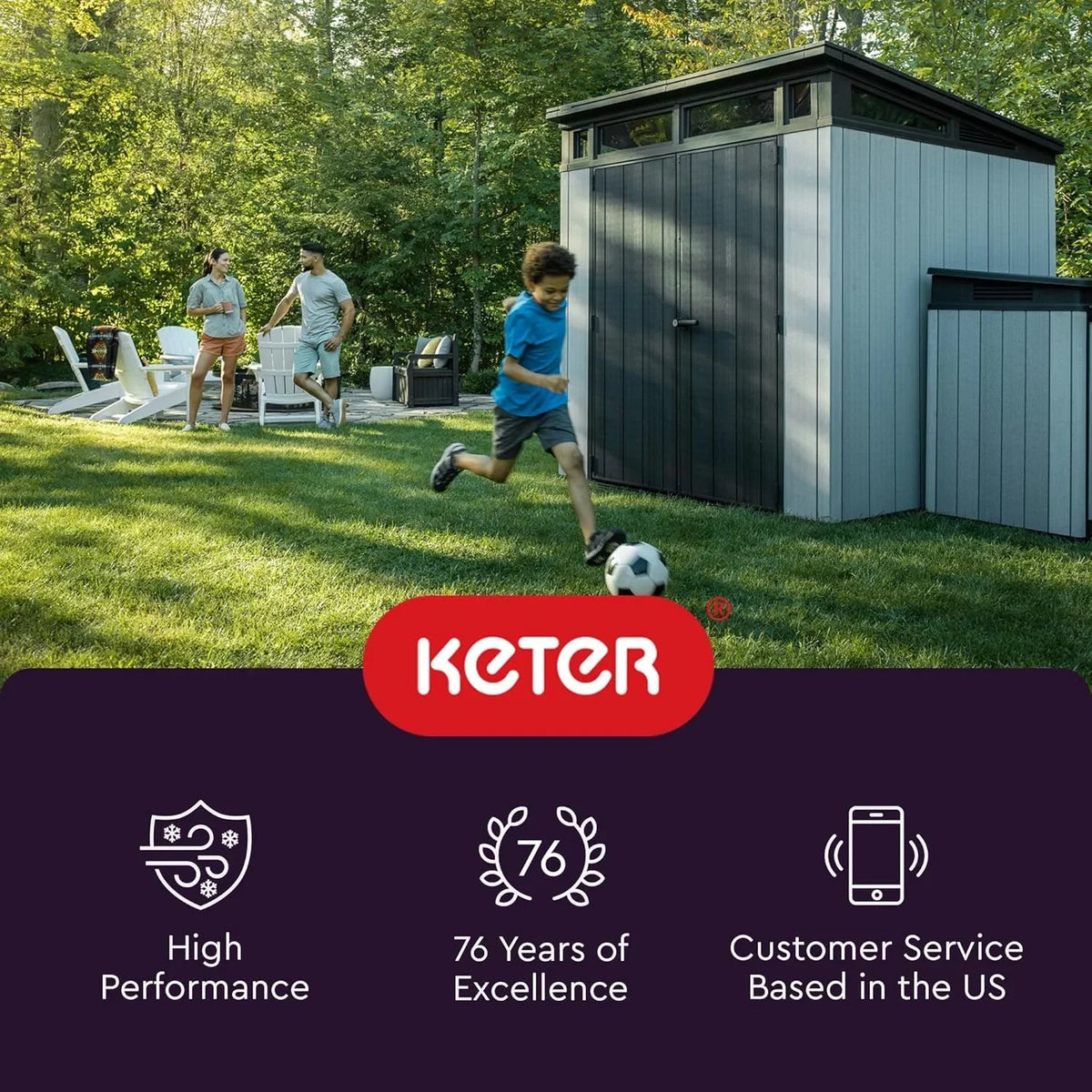 Nouveauté 2026 – Abri de jardin Keter Manor DD 213413 , 1,8 x 2,4 m, résistant aux intempéries, gris