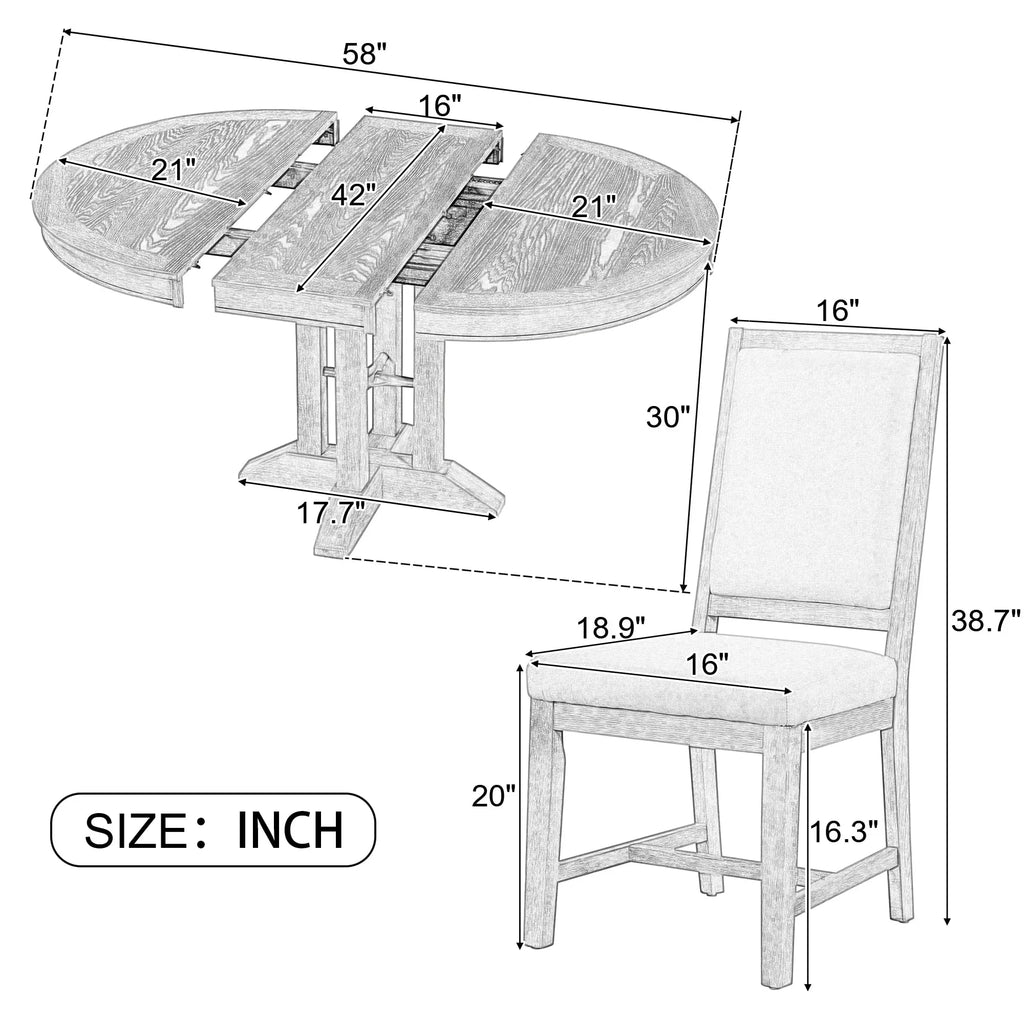 Nouveauté 2026 – Ensemble de salle à manger rond 5 pièces , comprenant une table extensible et 4 chaises rembourrées, en bois, pour 4 personnes. Style campagnard, idéal pour la cuisine, la salle à manger ou un appartement. Couleur : marron