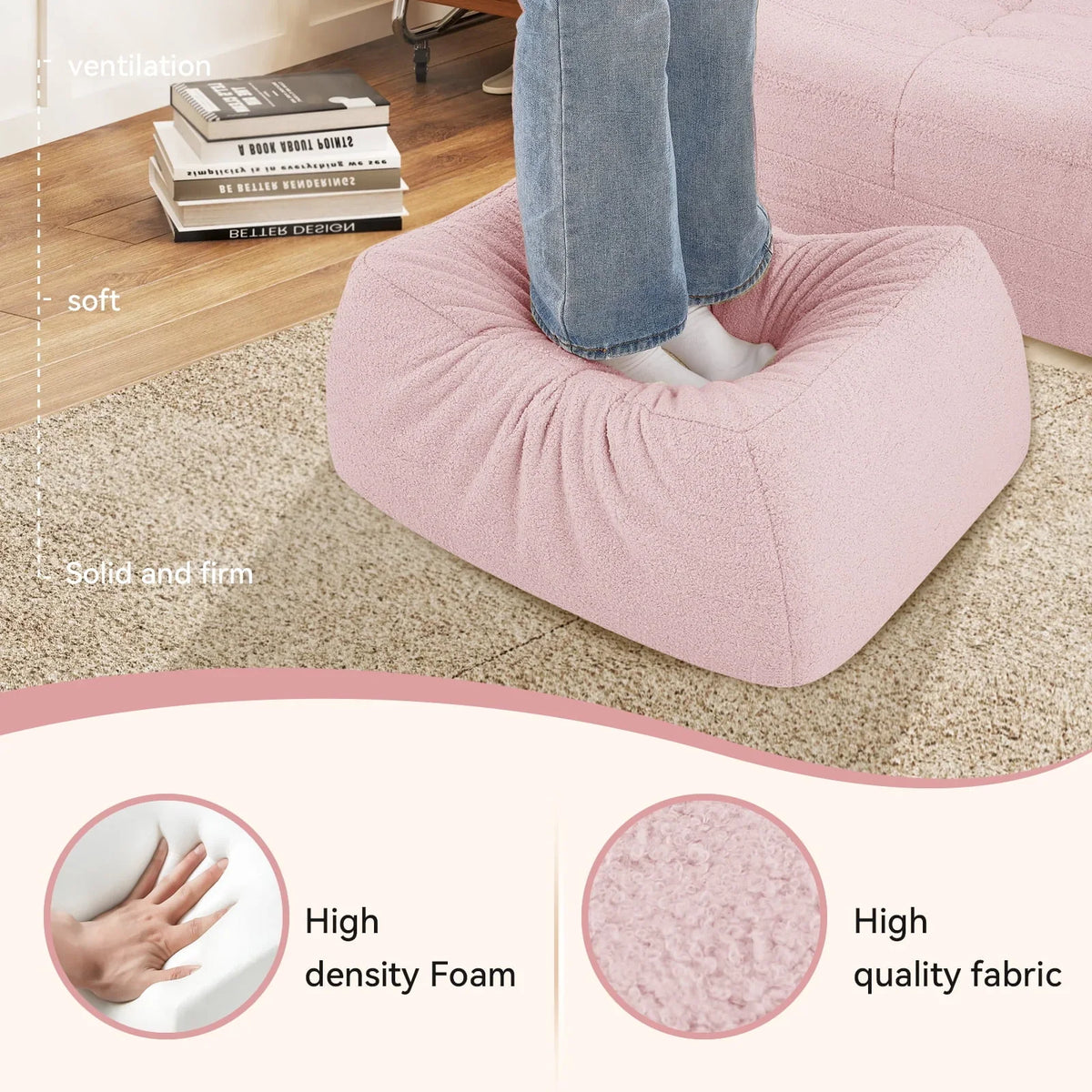 Nouveauté 2026 – Fauteuils poufs VFD pour adultes, pouf avec repose-pieds, canapé lounge confortable en mousse à mémoire de forme, fauteuil de lecture idéal pour la chambre et le salon, canapé de sol relaxant