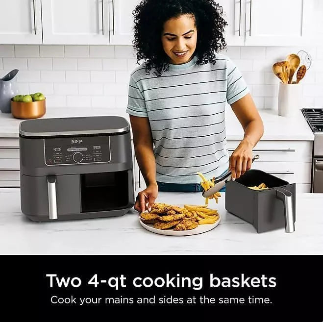 Nouveauté 2026 – Friteuse à air Ninja Foodi 8 pintes à 2 paniers , noire - Technologie DualZone, finition élégante