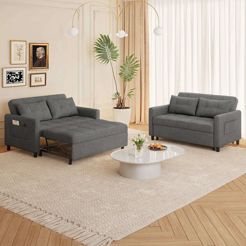 Nouveauté 2026 – Canapé-lit convertible 3 en 1 Lofka avec rangement, dossier réglable et fonction gigogne - Fauteuil-lit idéal pour les petits espaces et les appartements, gris foncé