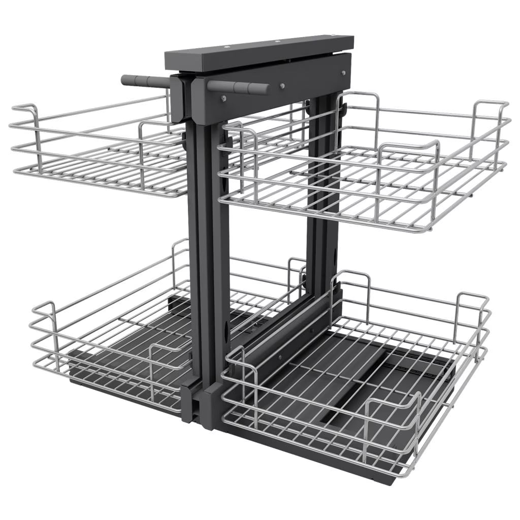 Nouveauté 2026 – Organisateur d'angle coulissant VADANIA pour armoire de 81 cm (32 po), fermeture amortie, ouverture minimale de 36 cm (14 po), 2 niveaux