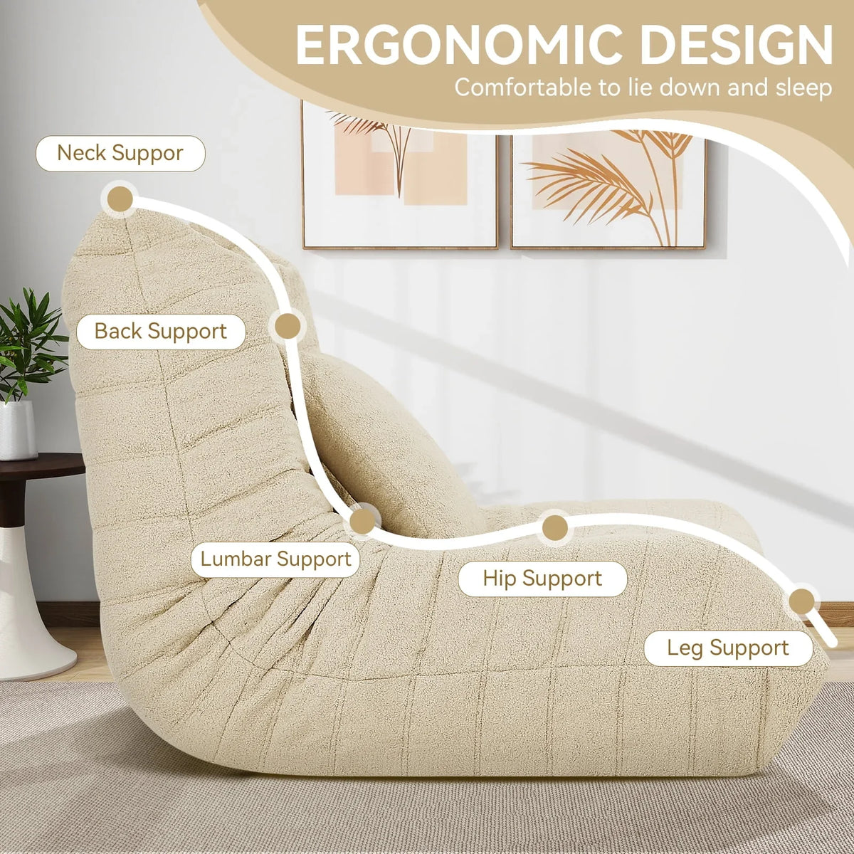 Nouveauté 2026 – Fauteuils poufs VFD pour adultes, pouf avec repose-pieds, canapé lounge confortable en mousse à mémoire de forme, fauteuil de lecture idéal pour la chambre et le salon, canapé de sol relaxant