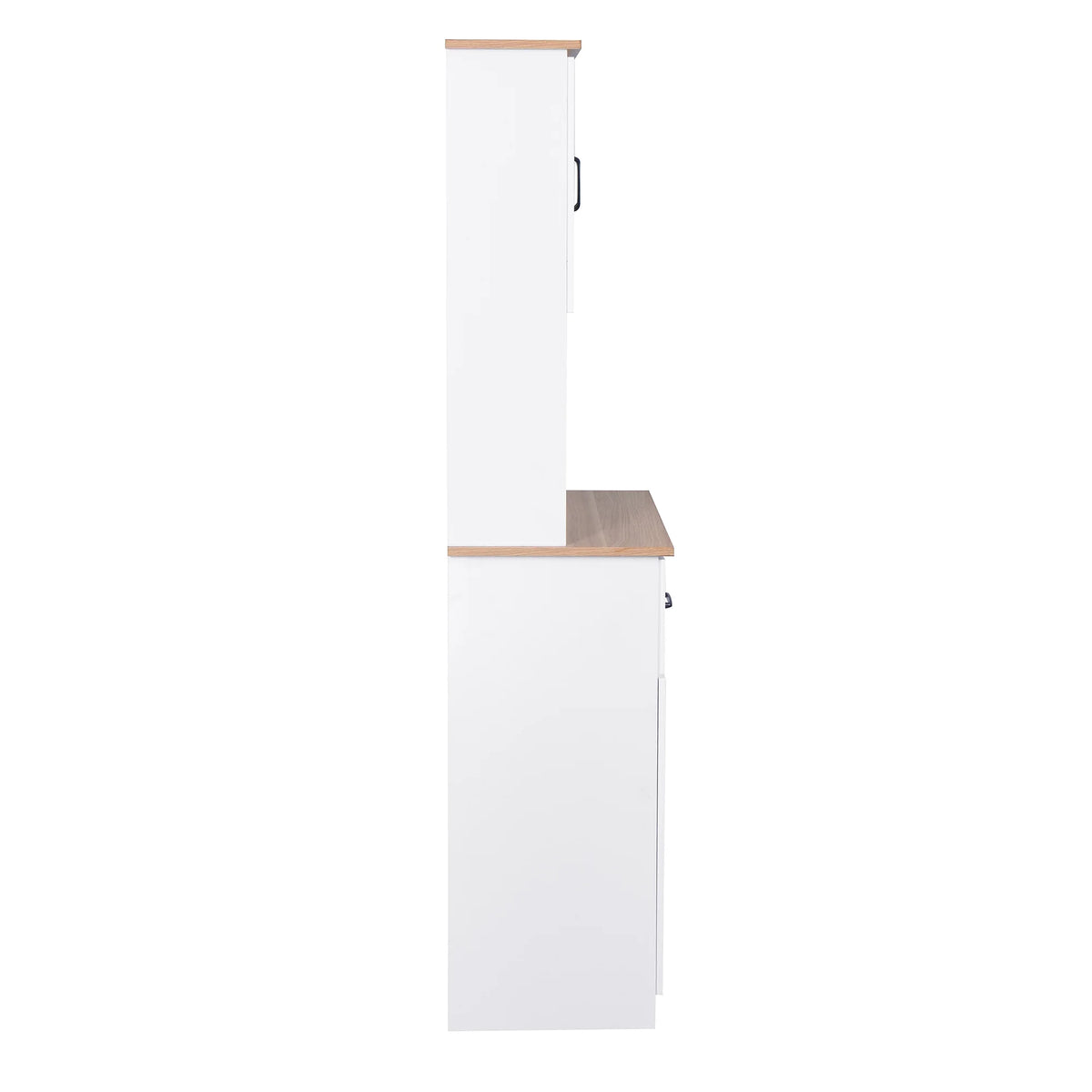 Nouveauté 2026 – ! Meuble de cuisine en bois blanc avec portes vitrées encadrées et tiroir, idéal pour ranger le garde-manger et le micro-ondes