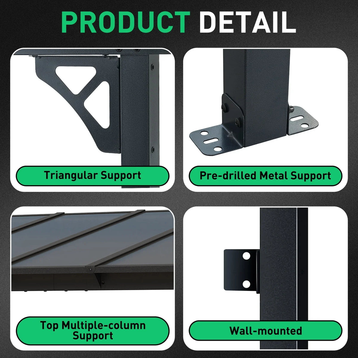 Nouveauté 2026 – Gazebo Aoxun de 2,4 m x 1,5 m pour patio, pergola avec toit incliné, grand auvent mural robuste pour barbecue, idéal pour jardin, terrasse ou patio