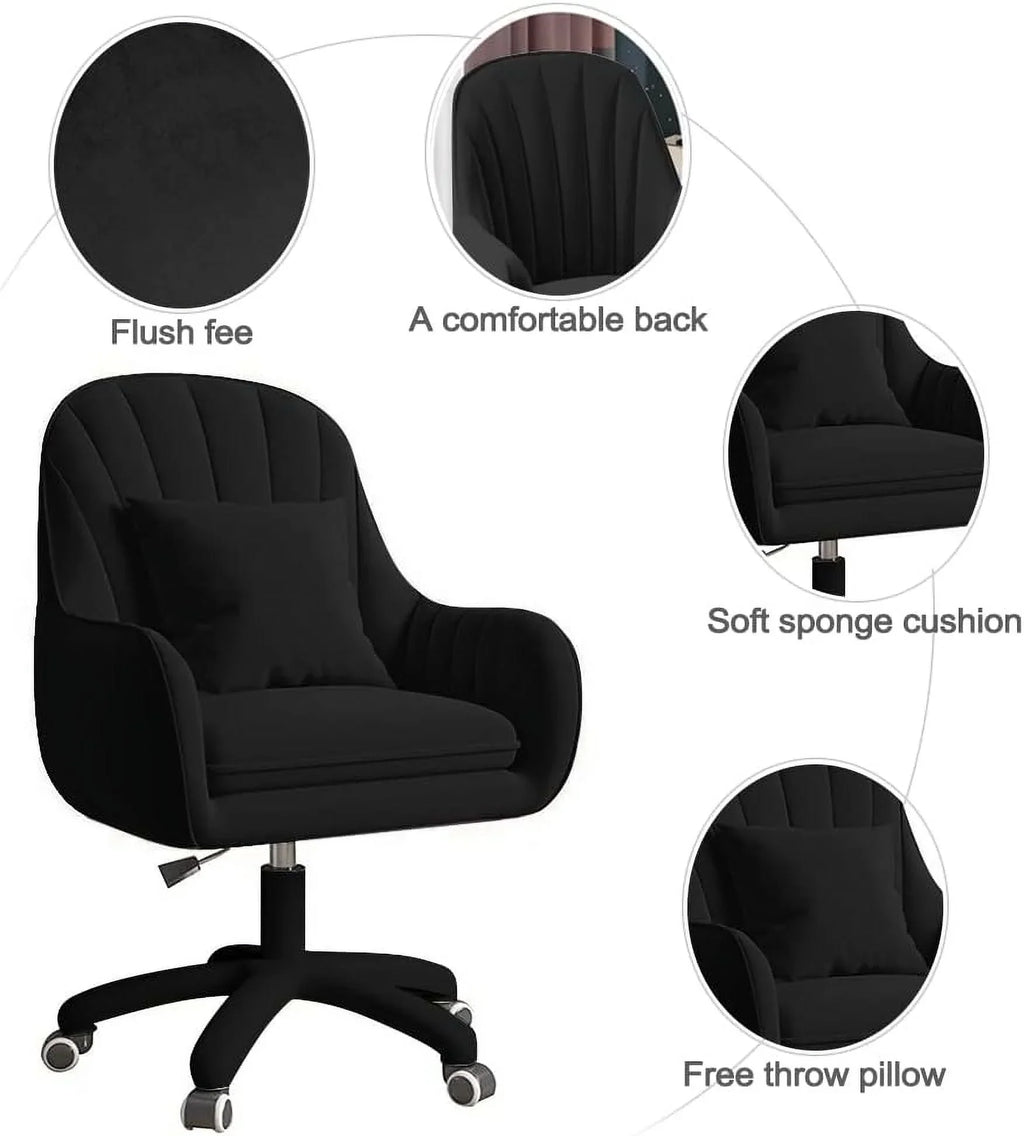 Nouveauté 2026 – Fauteuil de bureau Home , chaise d'ordinateur avec dossier mi-haut capitonné, style moderne, pivotante et réglable en hauteur, en velours blanc