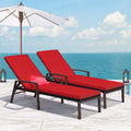 Nouveauté 2026 – Costway Lot de 2 chaises longues de patio en rotin, dossier inclinable, coussin réglable, rouge