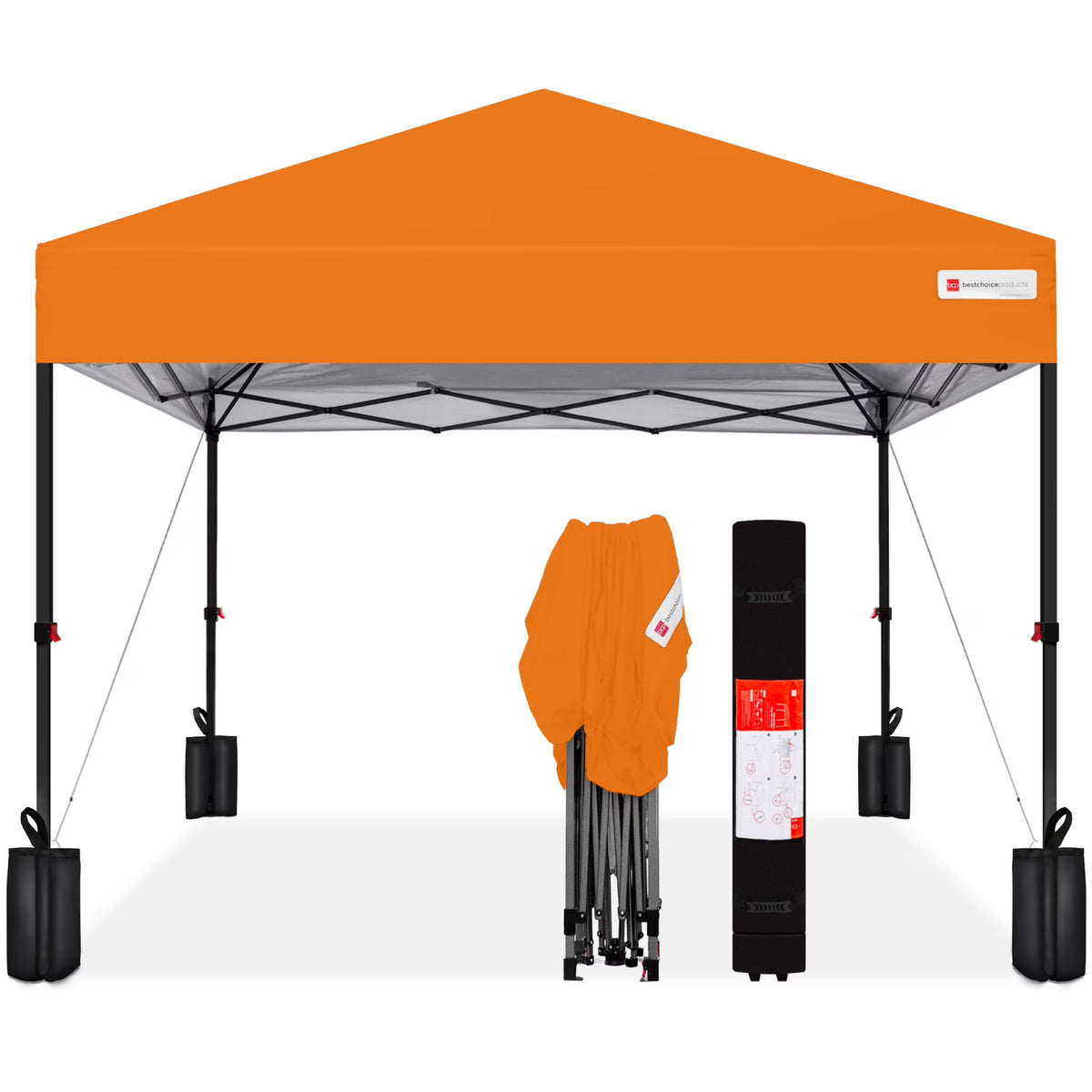 Nouveauté 2026 – Best Choice Products 3,66 m x 3,66 m - Abri pliant facile à monter avec installation en un clic, sac à roulettes et 4 sacs de lestage - Bleu marine