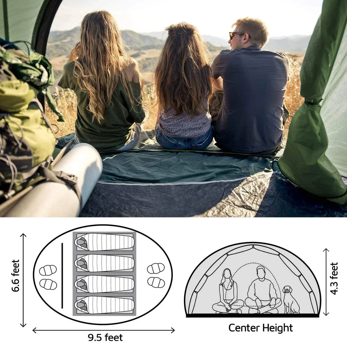 Nouveauté 2026 – Nouvelle tente 4 personnes facile à monter , 24 x 17 x 132 cm, imperméable, montage automatique, 2 portes - Tente familiale instantanée idéale pour le camping, la randonnée et les voyages