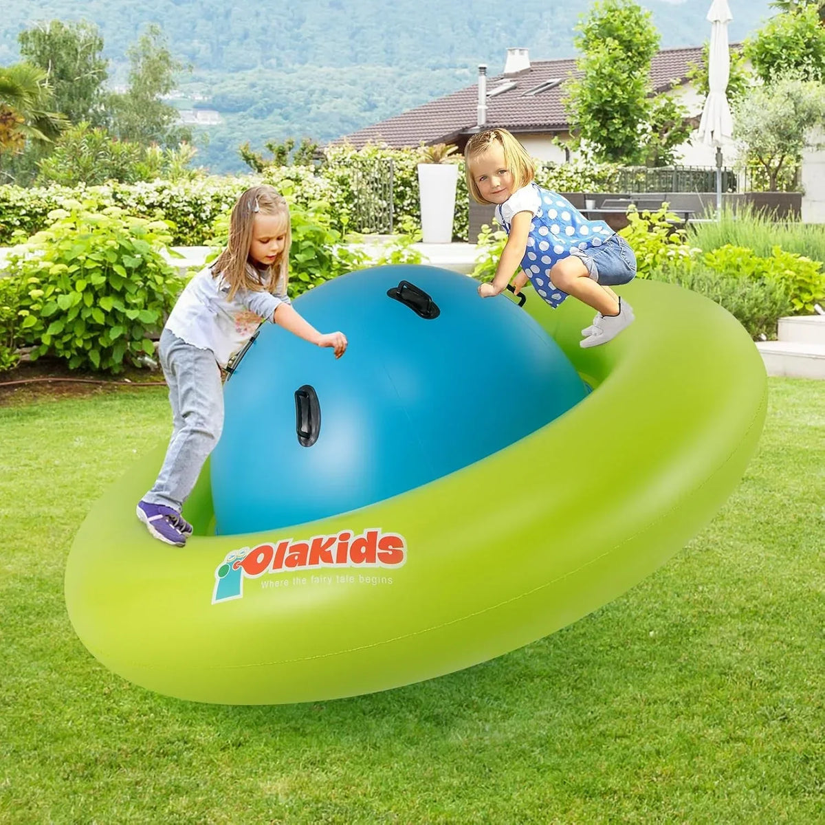Nouveauté 2026 – Dôme gonflable à bascule OLAKIDS , 2,4 m (8 pi), balançoire géante d'extérieur pour enfants avec 6 poignées de sécurité, poids maximal 113 kg (250 lb), jouet d'escalade pour tout-petits, équipement de jeu pour jardin