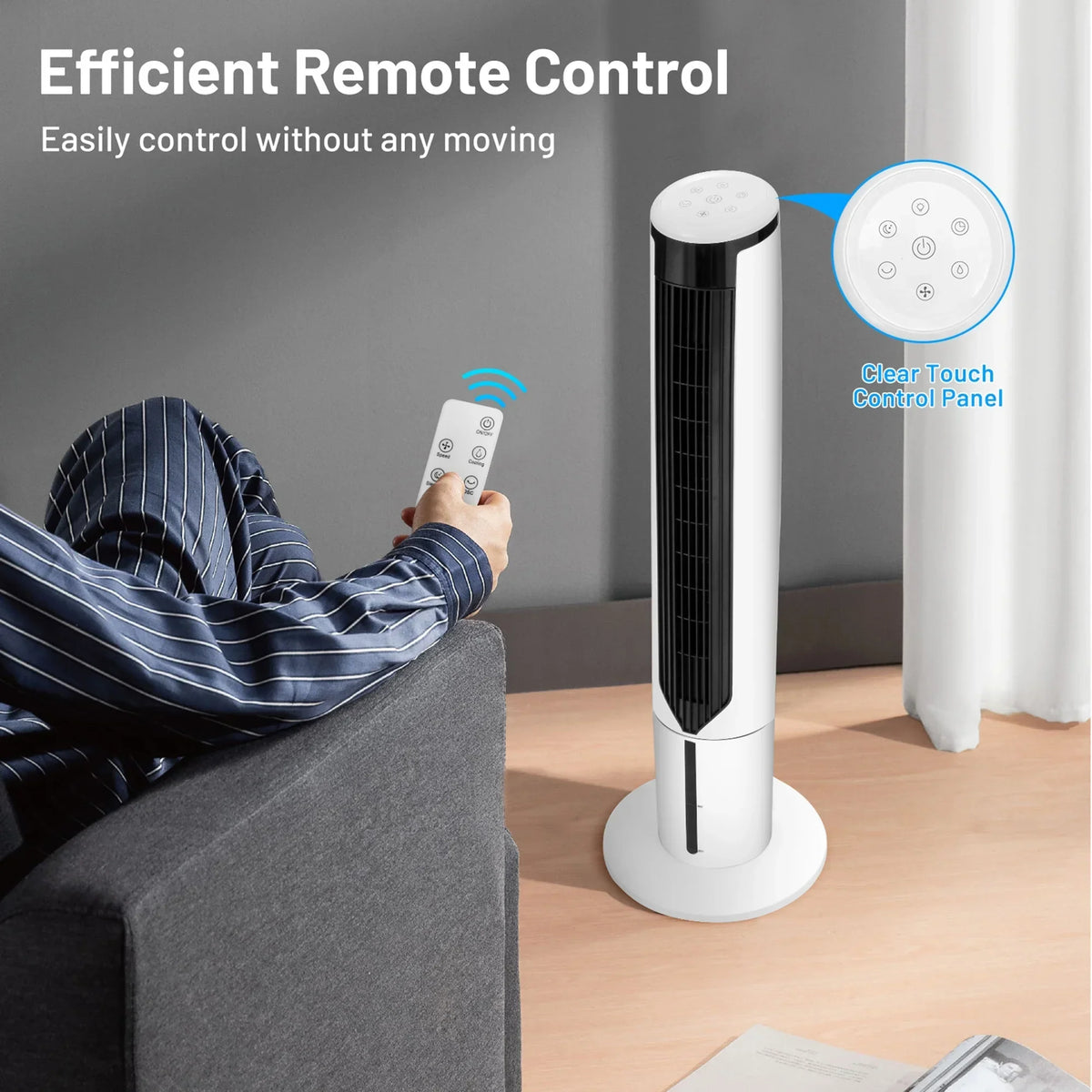 Nouveauté 2026 – Ventilateur tour Gymax 41'' 3 en 1 avec humidificateur et rafraîchisseur d'air par évaporation, télécommande incluse