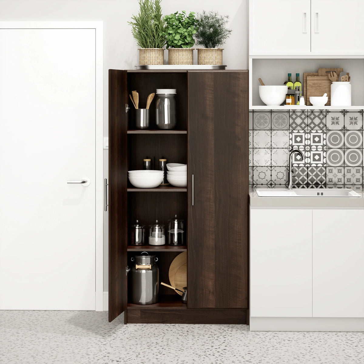 Nouveauté 2026 – Armoire à étagères réglables Prepac - Table de garage haute et fonctionnelle, 40,6 cm (P) x 81,3 cm (L) x 164,6 cm (H), armoire de garage autoportante à 2 portes, couleur expresso - EES-3264