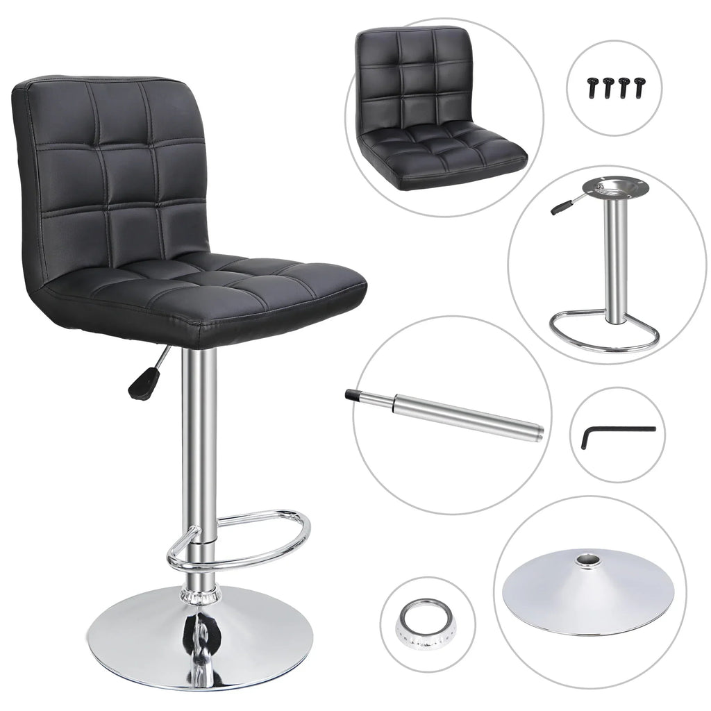 Nouveauté 2026 – Ensemble de 4 tabourets de bar ZENY , coussin moelleux, structure en métal, pivotants, 61-81 cm, noir