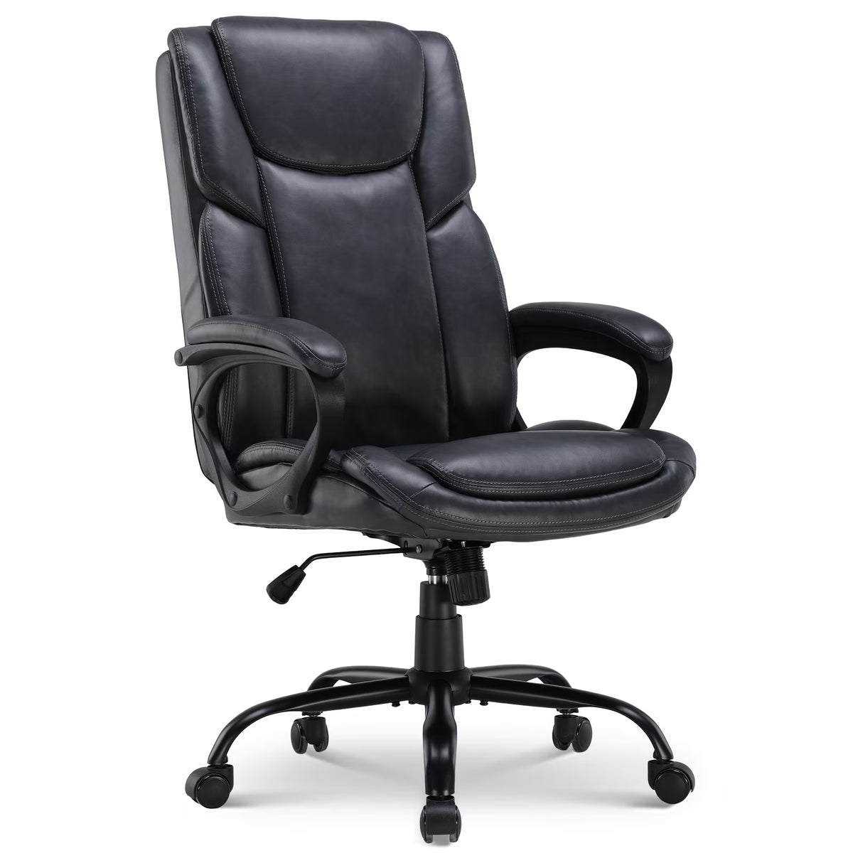 Nouveauté 2026 – Fauteuil de bureau ergonomique Mainstays Executive à dossier haut en cuir noir