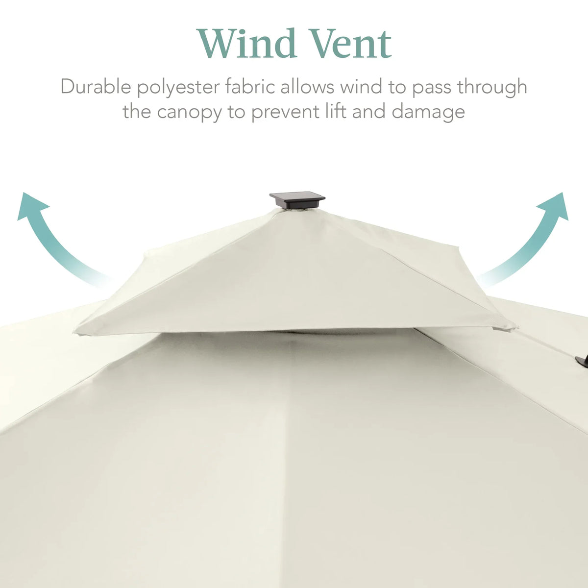 Nouveauté 2026 – Parasol de terrasse carré déporté à deux niveaux, 3 x 3 m, à éclairage solaire LED, avec base incluse (Best Choice Products, ) - Beige