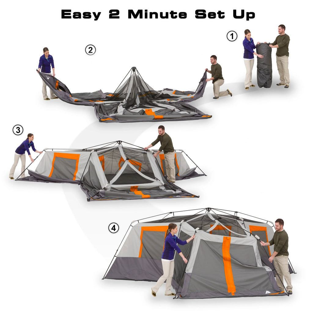 Nouveauté 2026 – Tente cabine instantanée Ozark Trail , 6,10 m x 5,49 m, 12 personnes, 3 pièces, avec moustiquaire, 25,6 kg