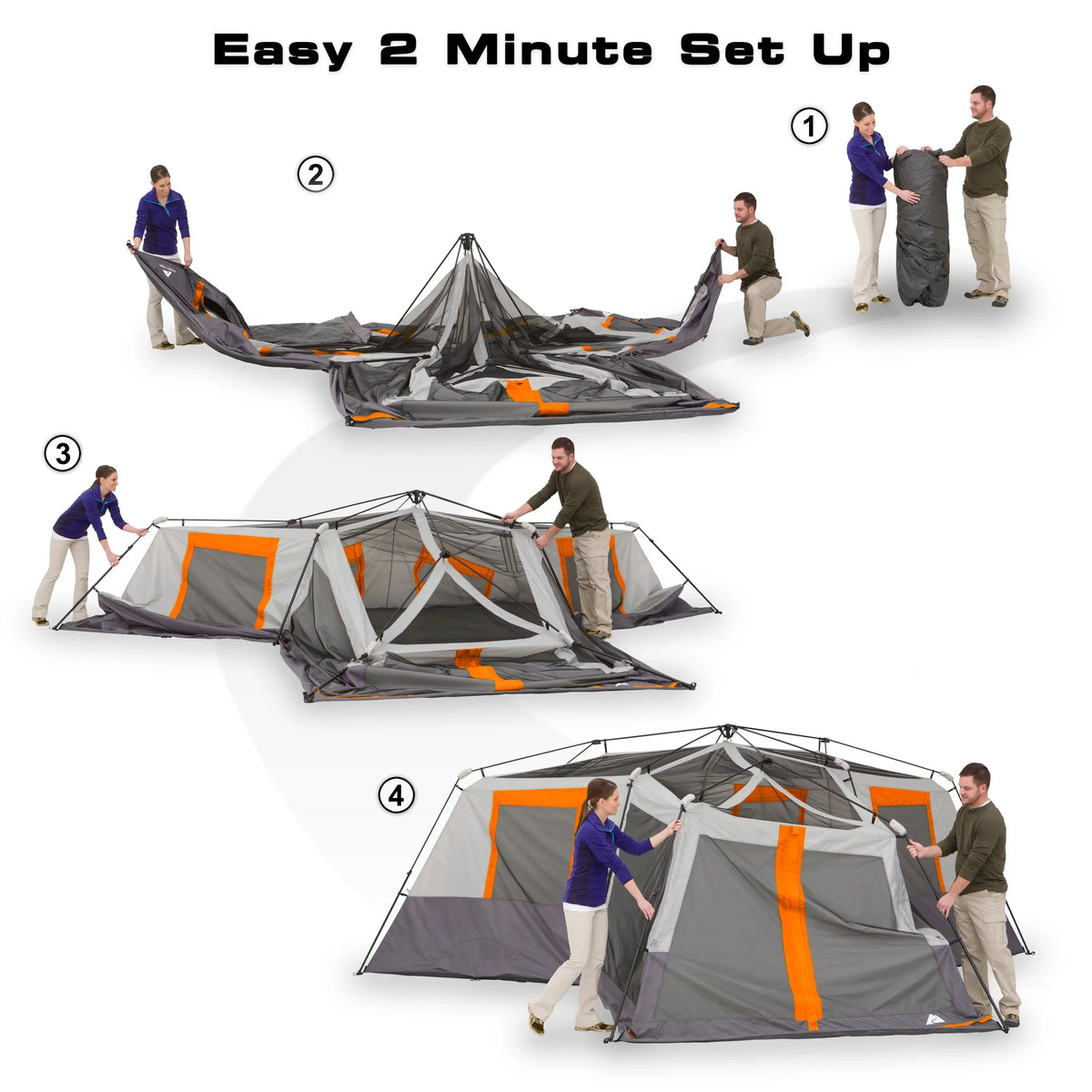 Nouveauté 2026 – Tente cabine instantanée Ozark Trail , 6,10 m x 5,49 m, 12 personnes, 3 pièces, avec moustiquaire, 25,6 kg