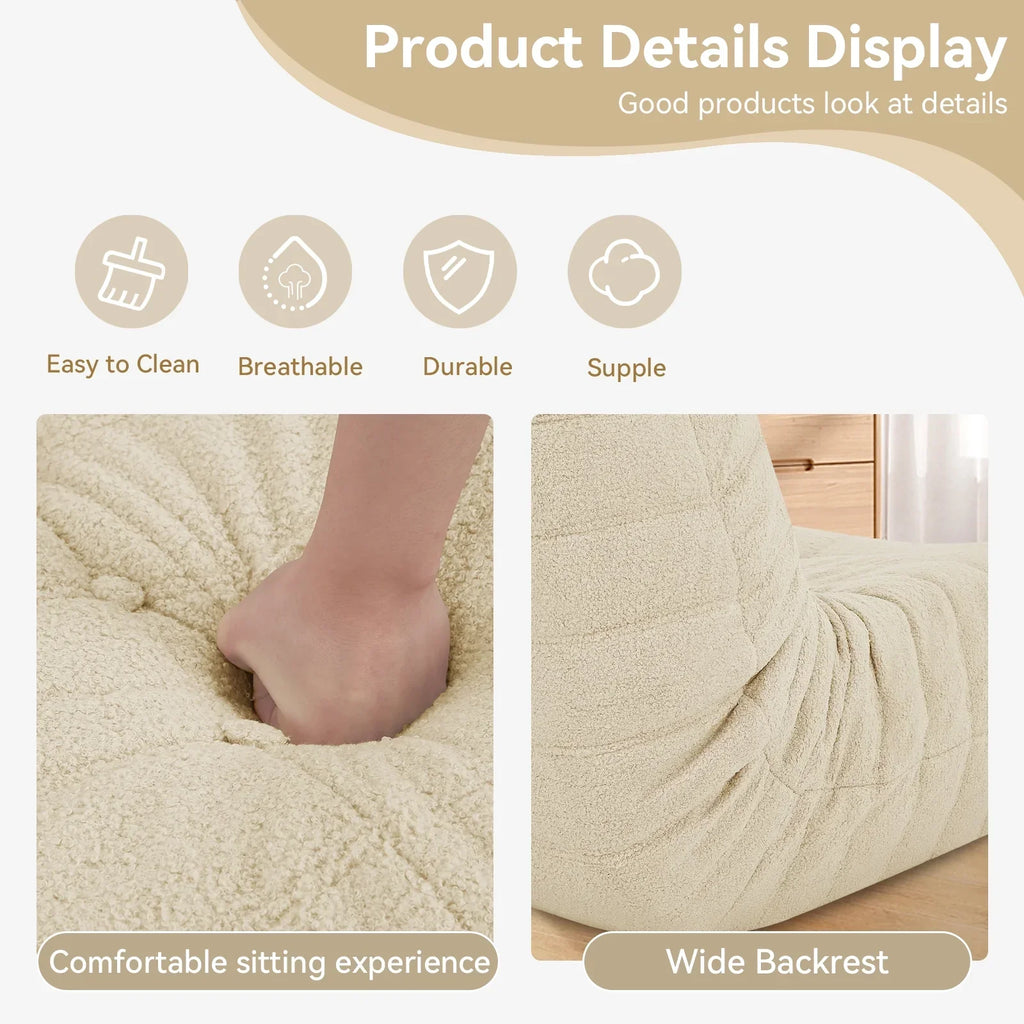 Nouveauté 2026 – Fauteuils poufs VFD pour adultes, pouf avec repose-pieds, canapé lounge confortable en mousse à mémoire de forme, fauteuil de lecture idéal pour la chambre et le salon, canapé de sol relaxant