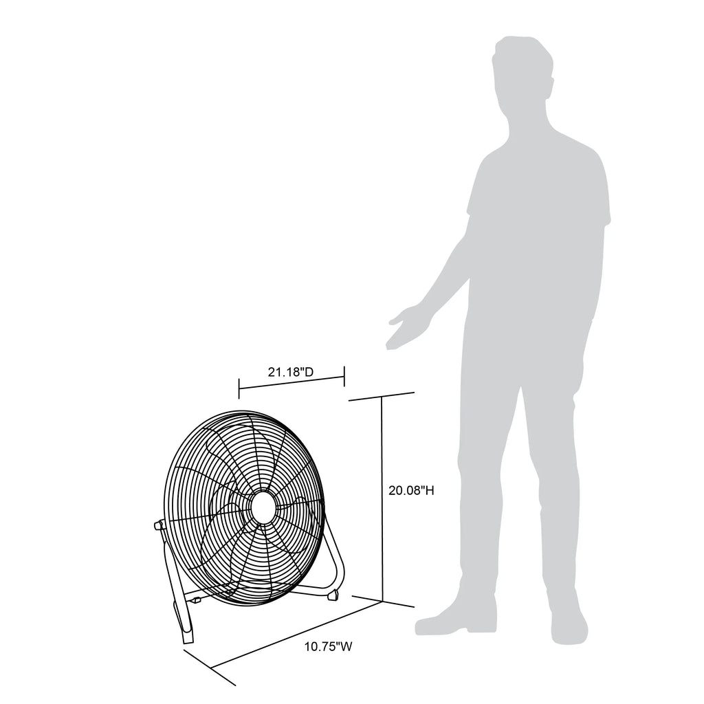 Nouveauté 2026 – Ventilateur de sol industriel haute vitesse Newair 18" , robuste, en métal, inclinaison réglable, 3 vitesses jusqu'à 4012 CFM, interrupteur rotatif