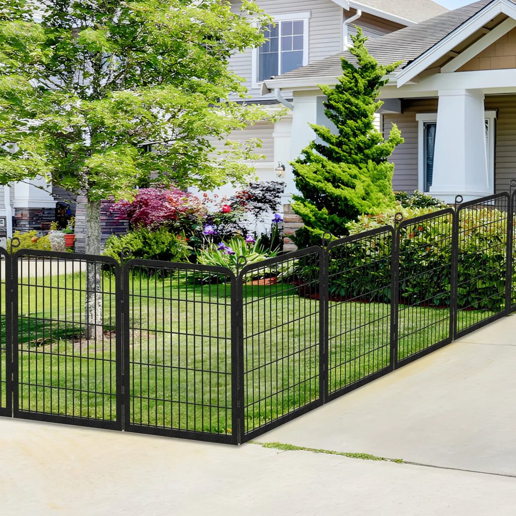 Nouveauté 2026 – Clôture de jardin Garden avec portail, panneaux de clôture sans creuser, 9,14 m (L) x 81,3 cm (H), barrière pour animaux, clôture décorative pour jardin, patio, clôtures et bordures pour chiens