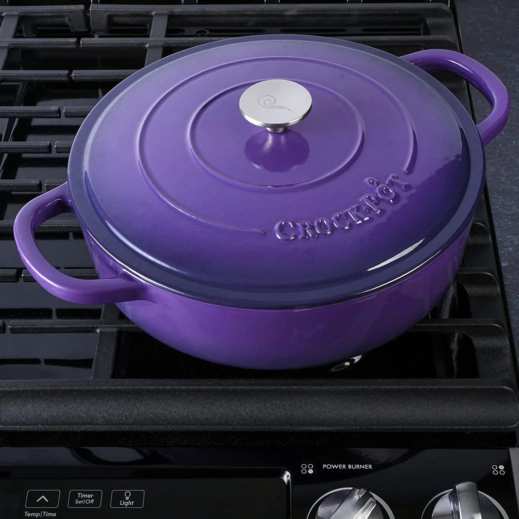 Nouveauté 2026 – Crock-Pot Artisan 2 pièces Cocotte en fonte émaillée de 5 pintes avec couvercle couleur lavande