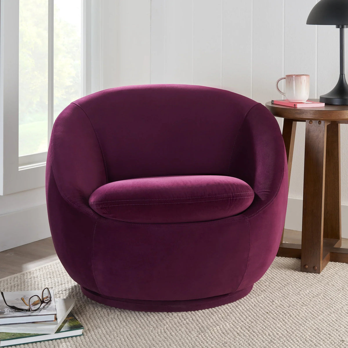 Nouveauté 2026 – Fauteuil pivotant Mira de Better Homes & Gardens , en peau de mouton retournée crème