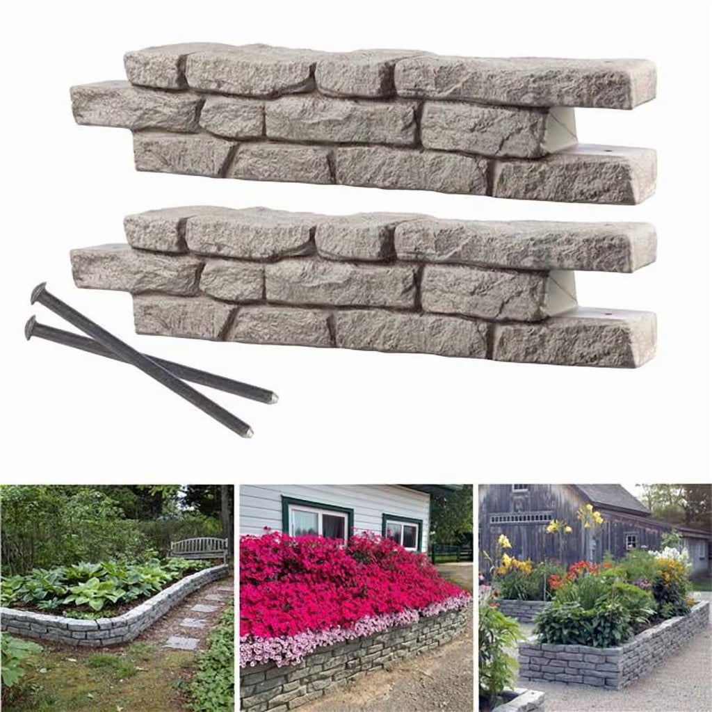 Nouveauté 2026 – RTS Home Accents Rock Lock Parterre de jardin surélevé en pierre droite (Lot de 2
