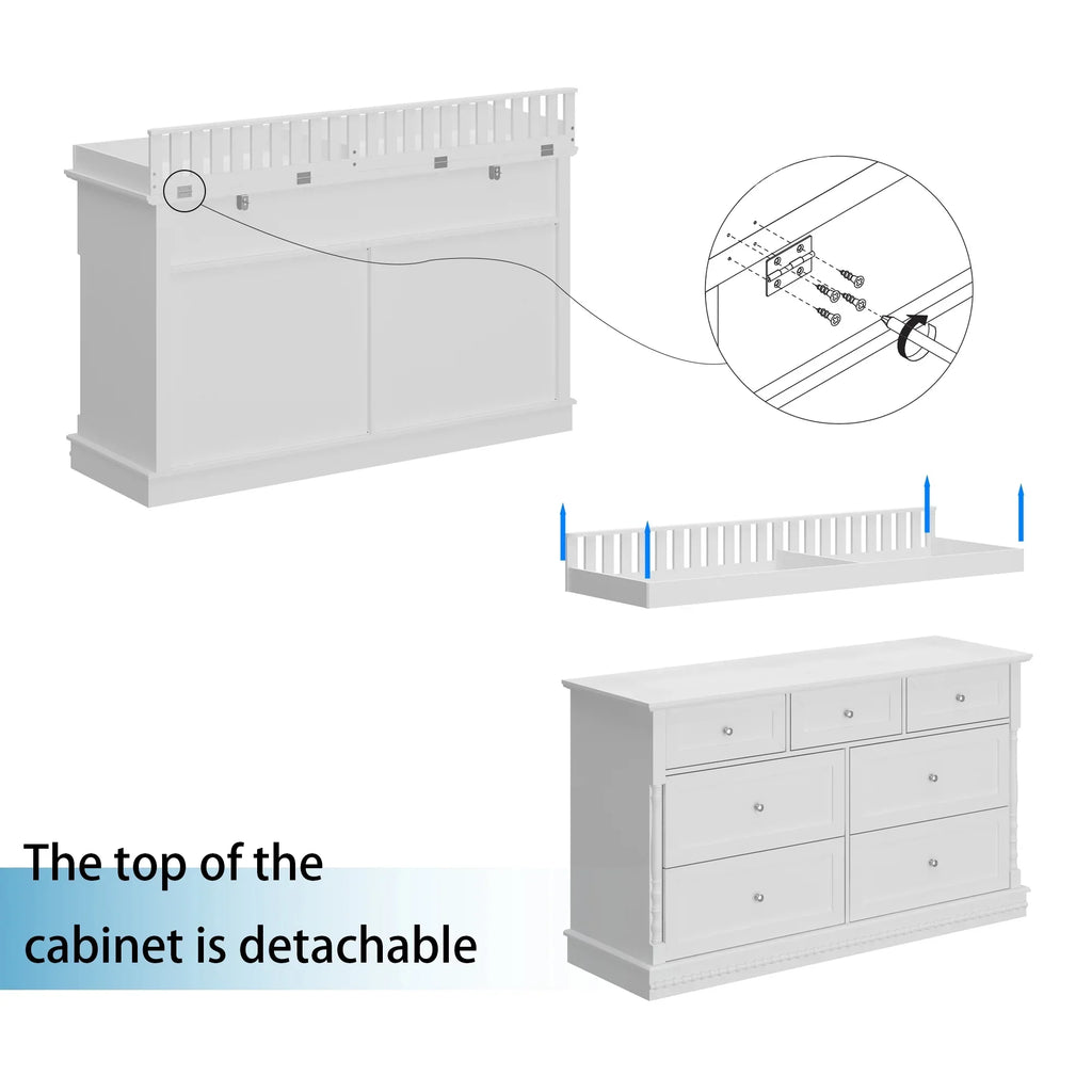 Nouveauté 2026 – Table à langer/commode pour chambre de bébé OXYLIFE , 114 cm (45 po), avec 4 tiroirs et une étagère, blanche