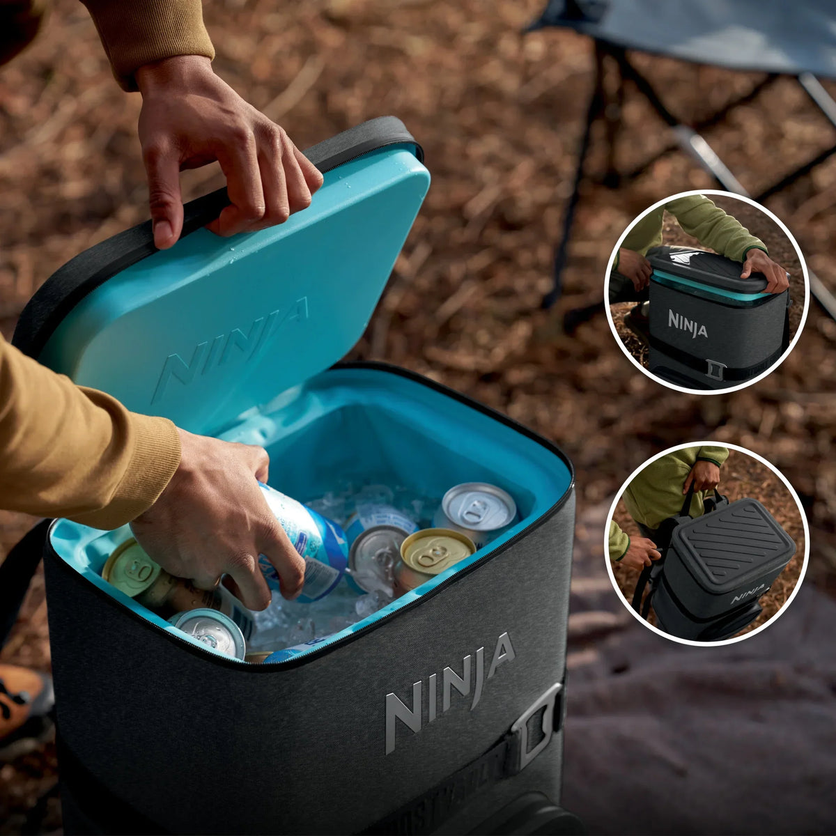 Nouveauté 2026 – Glacière souple Ninja Outdoor FrostVault Go 24 canettes avec zone froide et sèche, bleu bord de lac - FF124NV