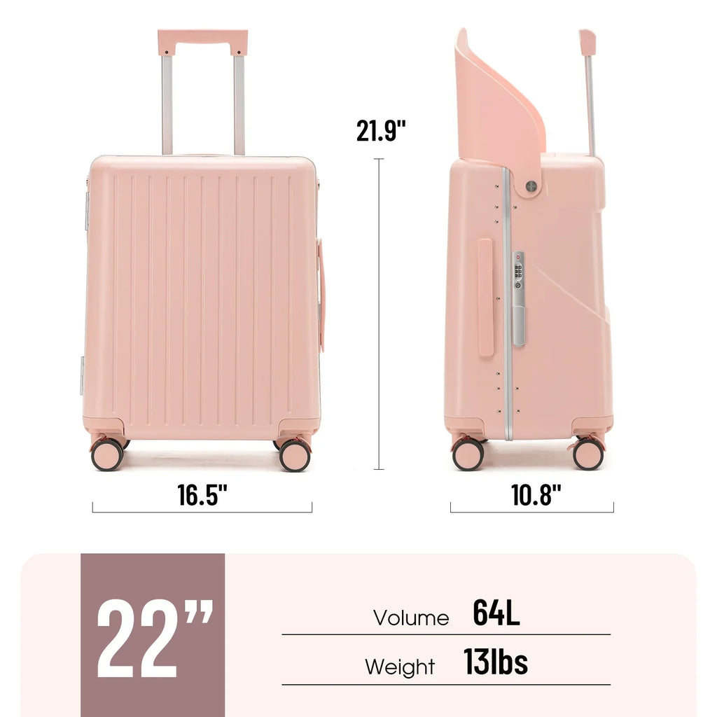 Nouveauté 2026 – Valise 22 pouces avec serrure TSA, idéale pour enfants et adultes, roulettes pivotantes verrouillables, housse de protection et ceinture de sécurité incluses