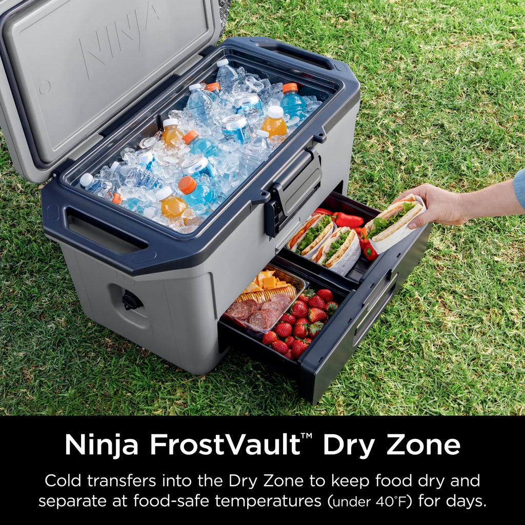 Nouveauté 2026 – Glacière rigide Ninja FrostVault 50 pintes avec zone sèche, grise, FB151GY