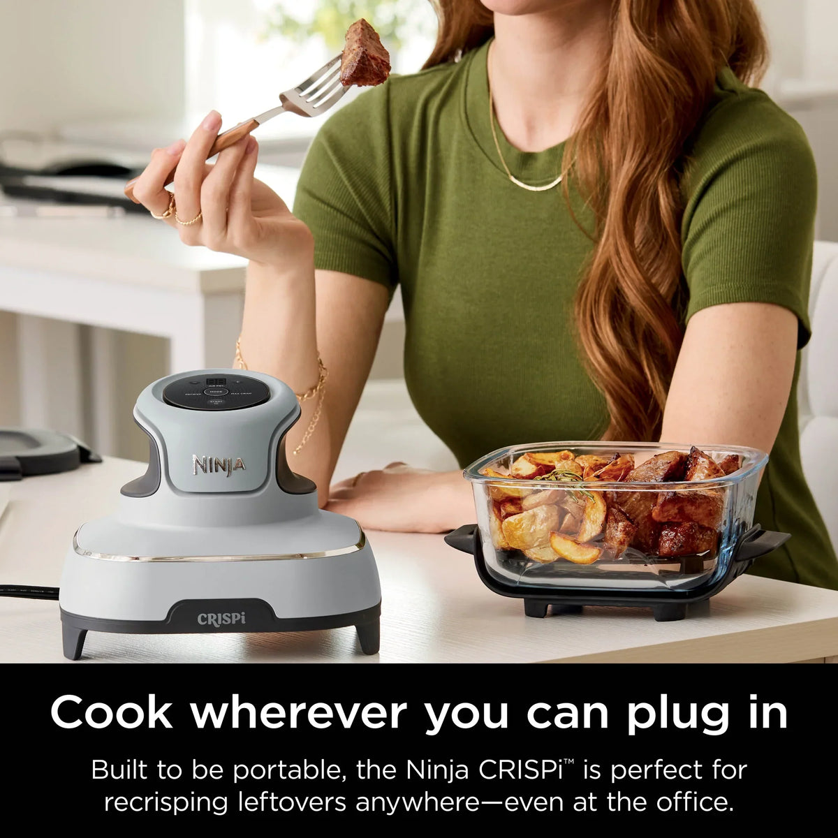 Nouveauté 2026 – Friteuse à air portable 3-en-1 Ninja Crispi , 1500 W, récipients en verre TempWare de 4 L et 5 tasses avec couvercles de conservation, compatible micro-ondes, congélateur et lave-vaisselle, blanc, FN100WH