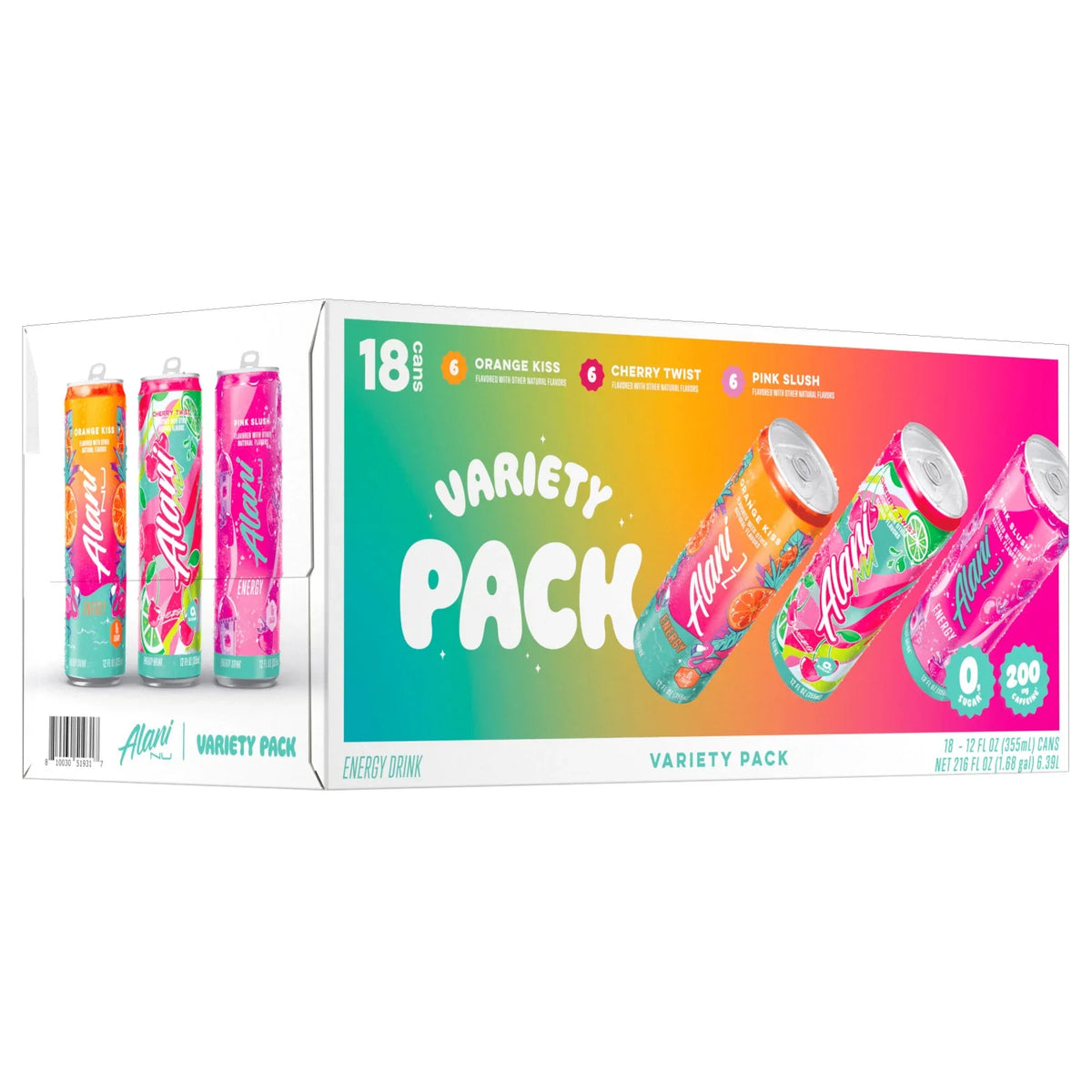 Nouveauté 2026 – Boisson énergisante Alani Nu , assortiment, 355 ml (12 oz liq.), paquet de 18