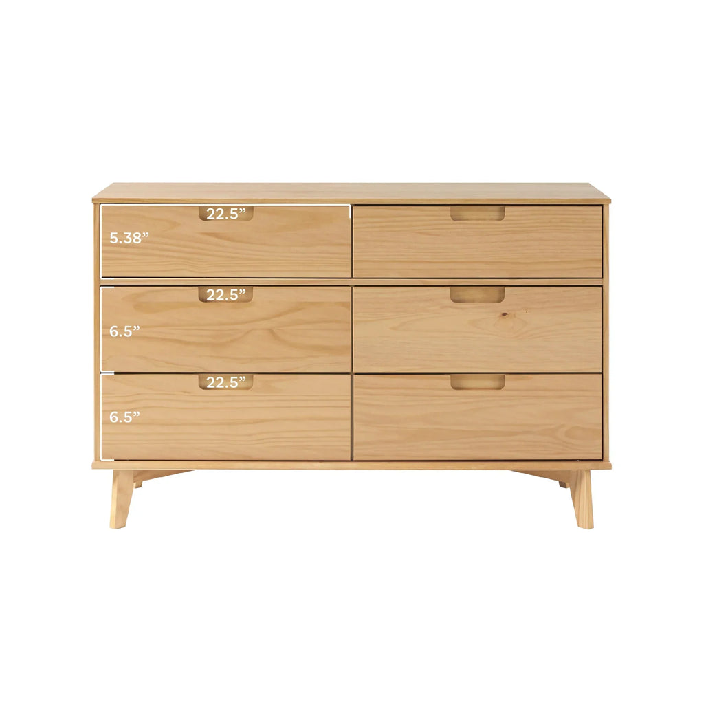 Nouveauté 2026 – Commode Walker Edison Sonoma 6 tiroirs en bois massif couleur caramel