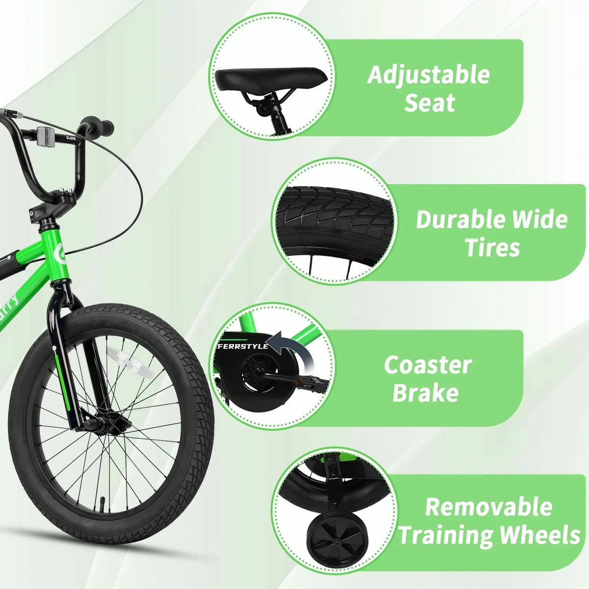 Nouveauté 2026 – Vélo Glerc pour enfants de 3 à 5 ans, style BMX, avec stabilisateurs et frein à rétropédalage, bleu. Convient aux garçons et aux filles de 3 à 5 ans