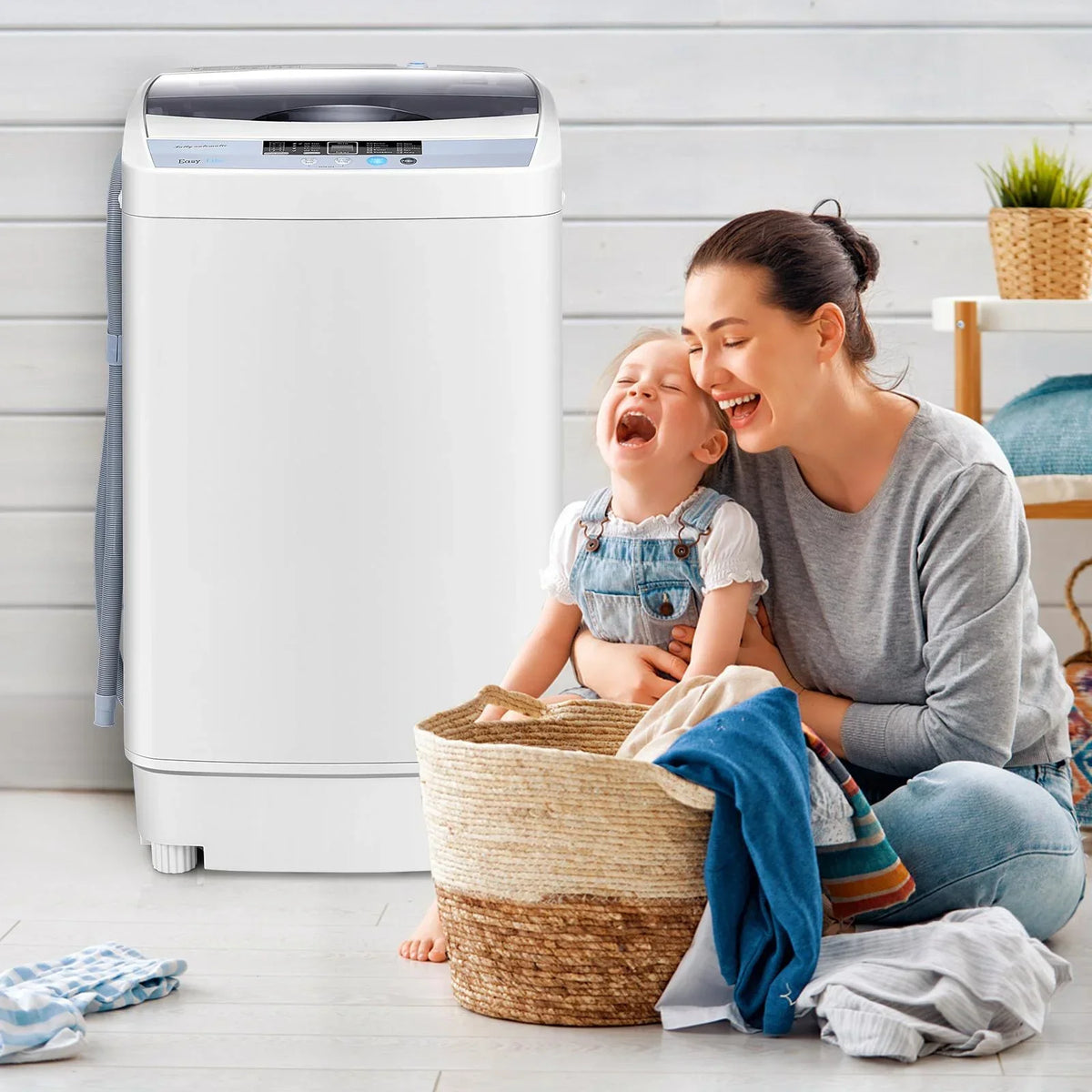 Nouveauté 2026 – Laveuse entièrement automatique Giantex , laveuse compacte de 1,34 pi³ avec 10 programmes, 8 niveaux d'eau et panneau DEL, laveuse et essoreuse portables d'une capacité de 9,92 lb avec pompe de vidange
