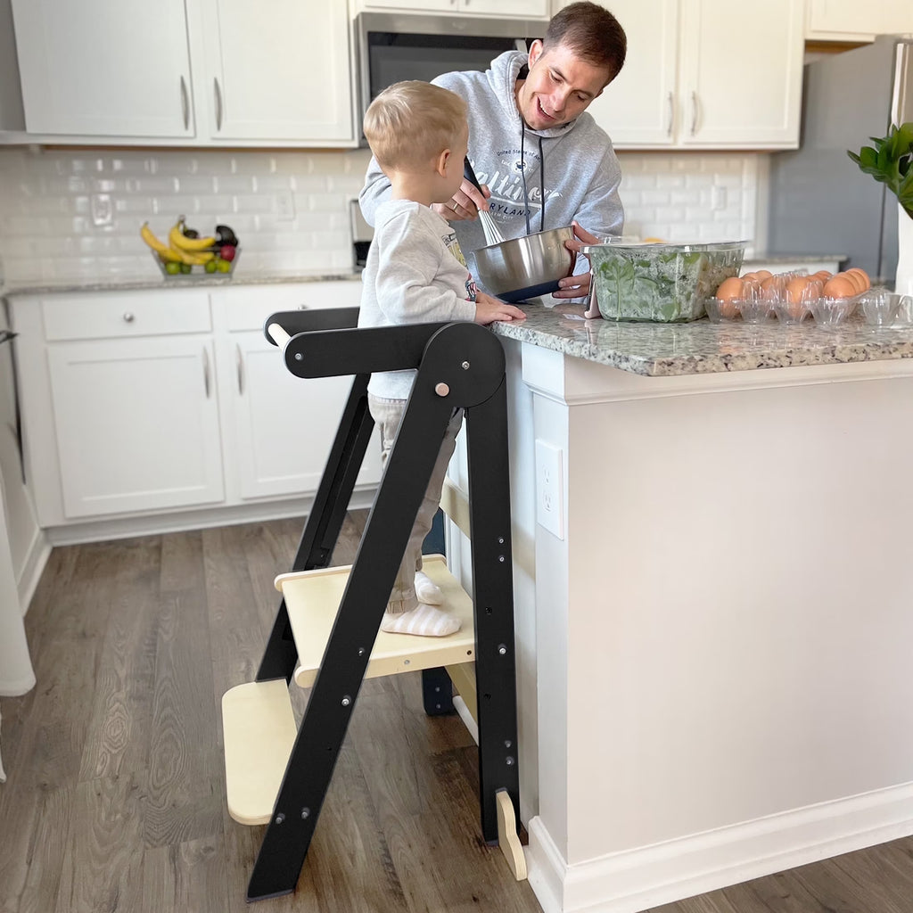 Nouveauté 2026 – Tour de cuisine pliable HARPPA pour tout-petits, tour sur pied pour enfants de 1,5 à 6 ans, blanche