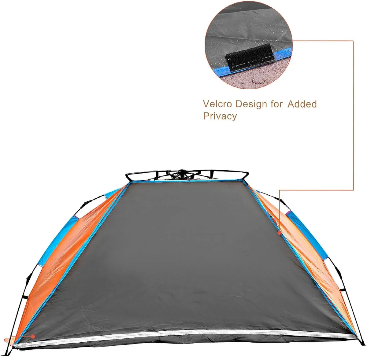 Nouveauté 2026 – Tente de plage 4 personnes X-Large - Abri solaire portable et instantané avec sac de transport, piquets, 6 poches à sable, protection UV, idéale pour la pêche, la randonnée et le camping. Imperméable et coupe-vent. Couleur orange