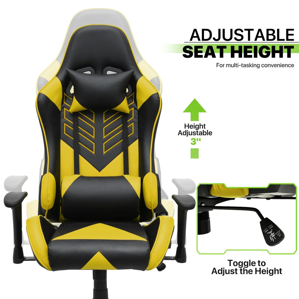 Nouveauté 2026 – Chaise de jeu ergonomique Magshion , chaise de jeu confortable, chaise de bureau en cuir, chaise de jeu pivotante et réglable, bleue