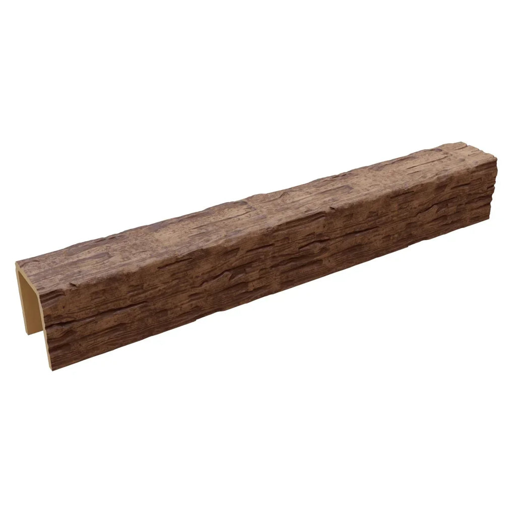 Nouveauté 2026 – Ekena Millwork 3 1/2 po L x 3 1/2 po H x 120 po P 3 côtés (poutre en U) Bois de récupération HeritageTimber Faux bois Poutre de plafond, Brun Kona