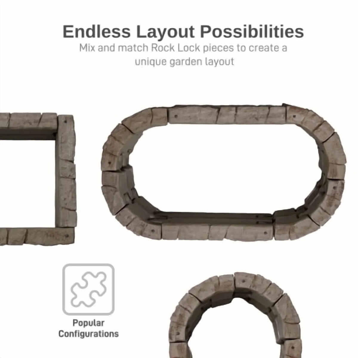 Nouveauté 2026 – RTS Home Accents Rock Lock Parterre de jardin surélevé en pierre droite (Lot de 2