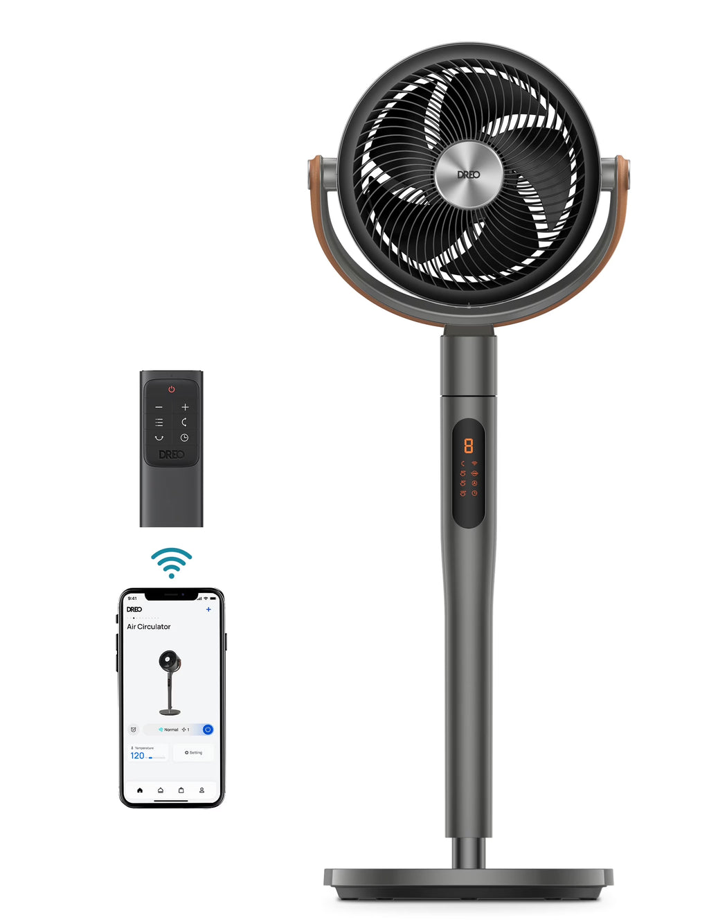 Nouveauté 2026 – Ventilateur sur pied Dreo avec télécommande, ventilateur silencieux de 109 cm (43 po) pour la chambre à coucher, ventilateurs de sol oscillants intelligents de 305 cm (120 po) + 267 cm (105 po) avec Wi-Fi et commande vocale, compatib