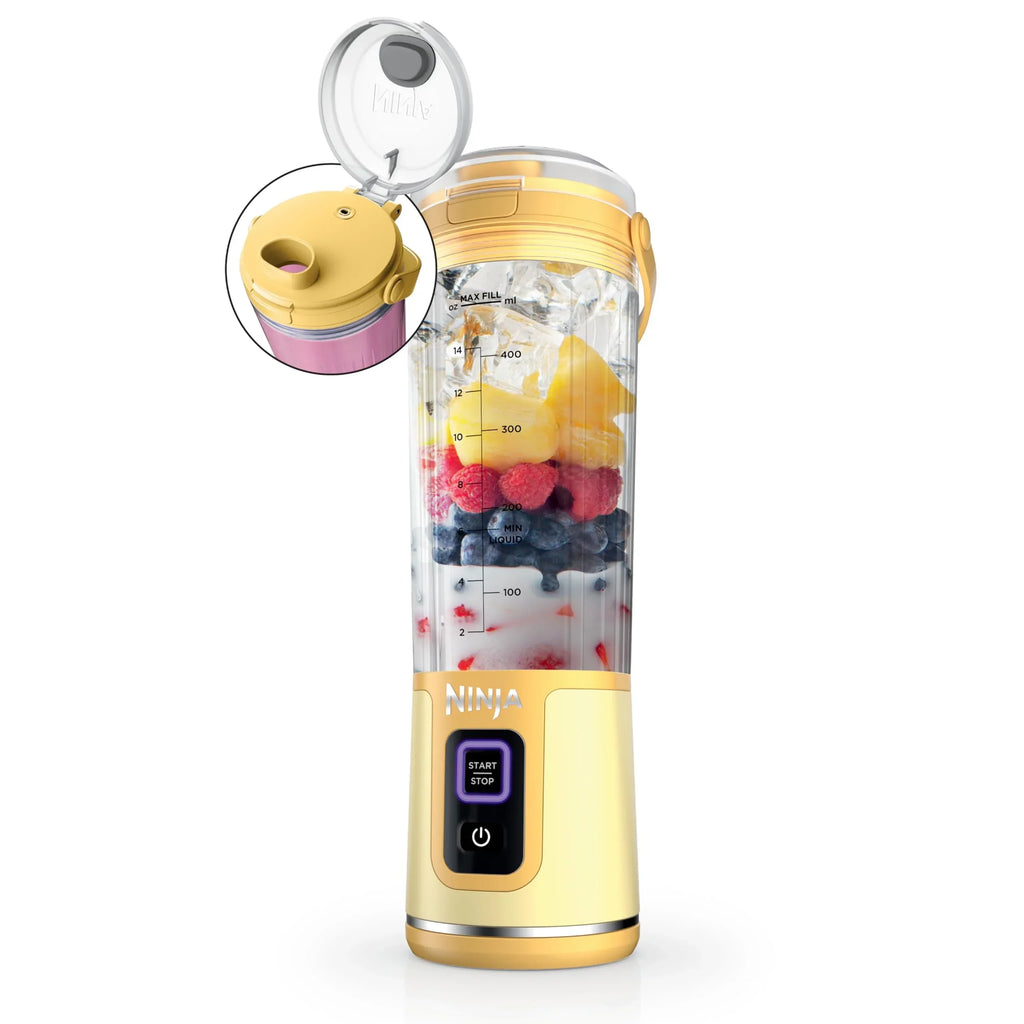 Nouveauté 2026 – Blender portable Ninja Blast , sans fil, bol de 532 ml (18 oz), blender individuel pour milkshakes et smoothies, sans BPA, couvercle étanche et bec verseur, rechargeable par USB-C, pièces compatibles lave-vaisselle, violet métallisé