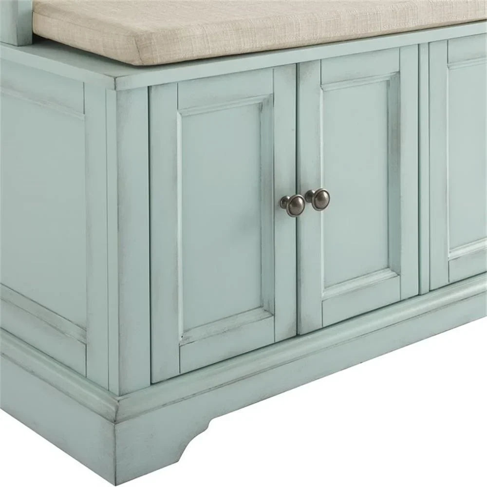 Nouveauté 2026 – Porte-manteau traditionnel en bois Bowery Hill , coloris bleu écume de mer/avoine