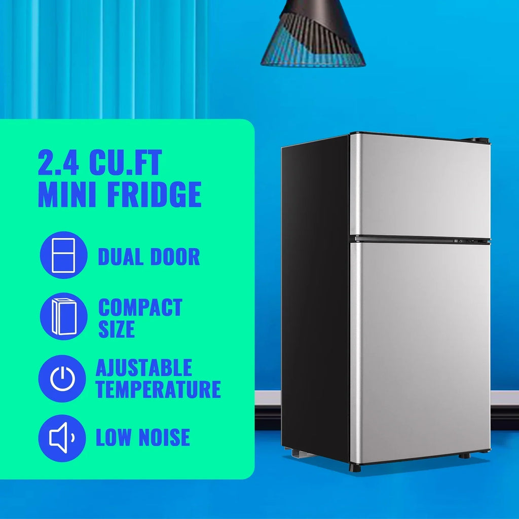 Nouveauté 2026 – Mini-réfrigérateur Tacool de 2,4 pi³ avec congélateur, petit réfrigérateur de format appartement, noir, NEUF