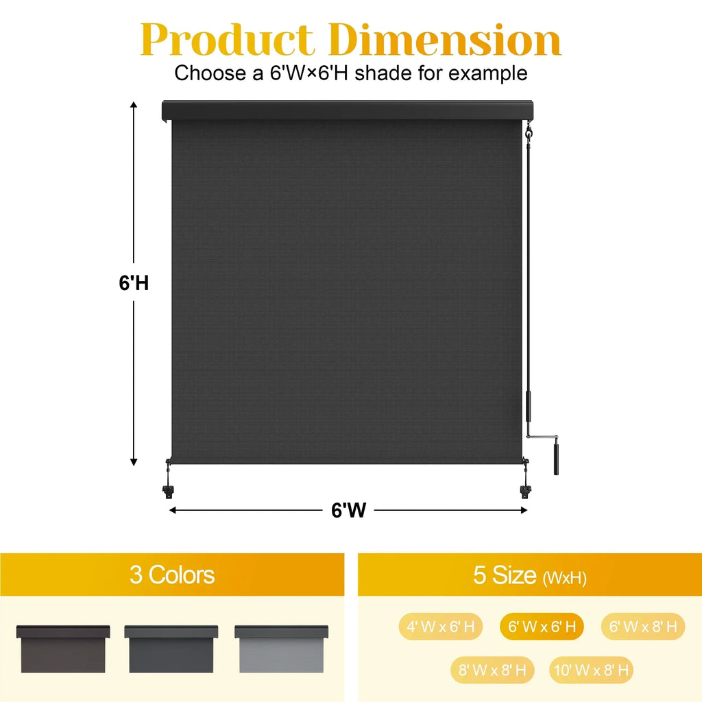 Nouveauté 2026 – Store enrouleur extérieur Superjoe pour terrasse, store occultant sans cordon, imperméable, protection UV, 122 cm x 183 cm