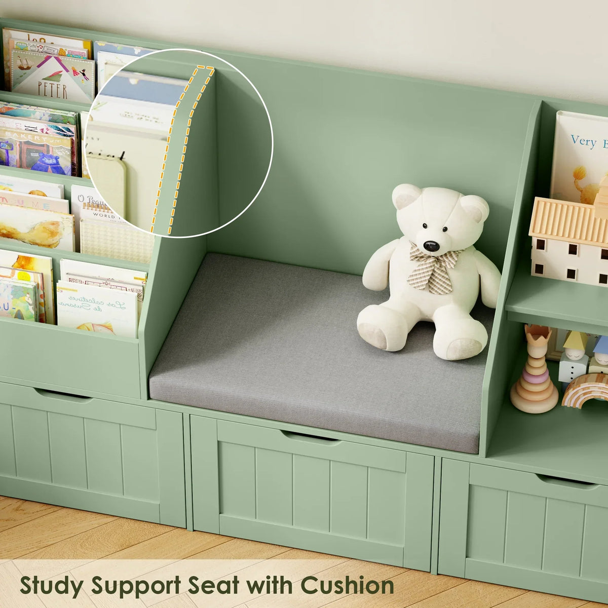 Nouveauté 2026 – Bibliothèque pour enfants Homfa avec coin lecture et 3 tiroirs amovibles, bibliothèque à 2 cubes avec étagères à livres à 4 niveaux, rangement pour jouets et jouets, idéale pour la chambre ou la salle de jeux, blanche