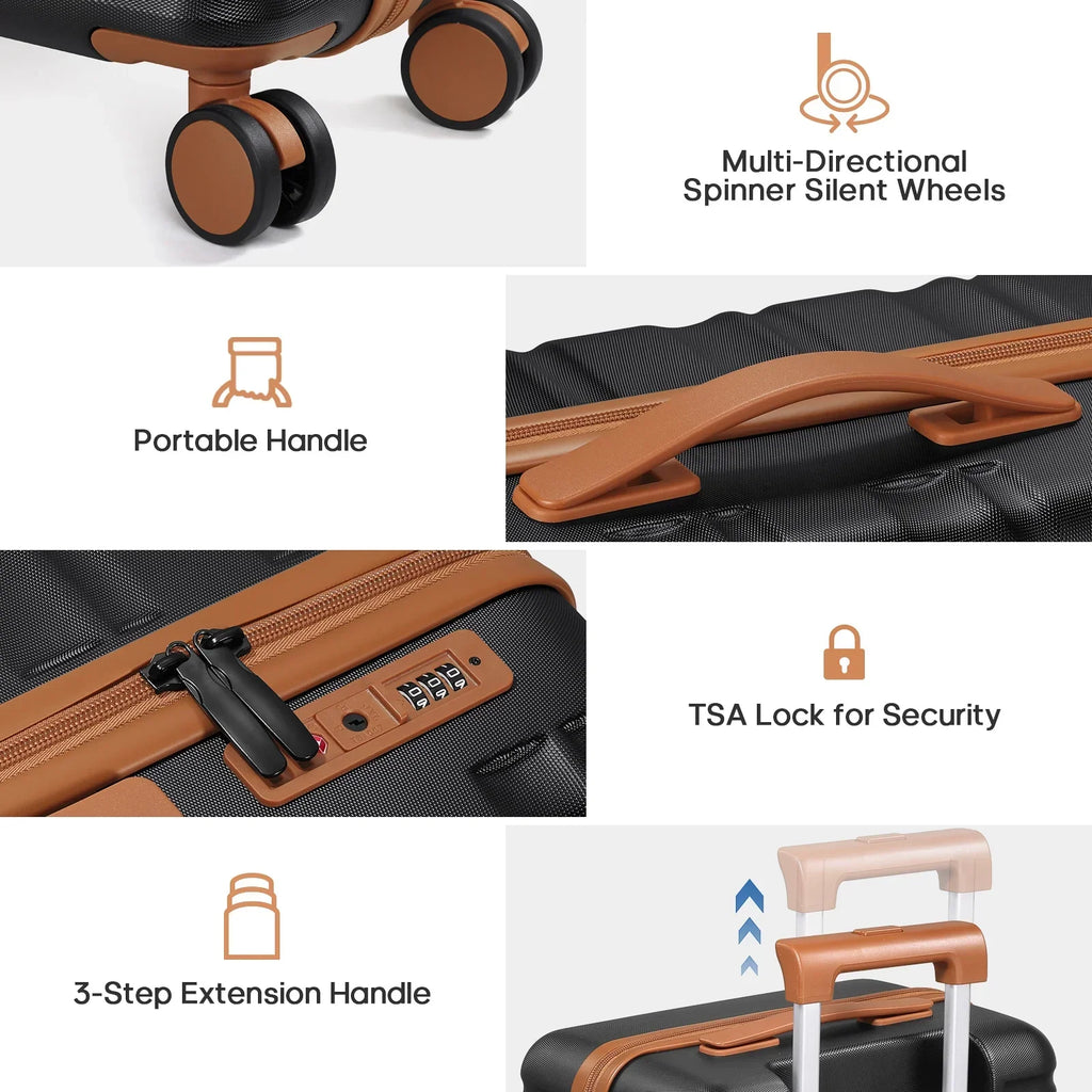 Nouveauté 2026 – Ensemble de bagages MIUSSE , 3 pièces : valise cabine 20 pouces à roulettes, coque rigide 100 % PC avec serrure TSA, conforme aux normes des compagnies aériennes, avec sac à dos de voyage pour hommes et femmes