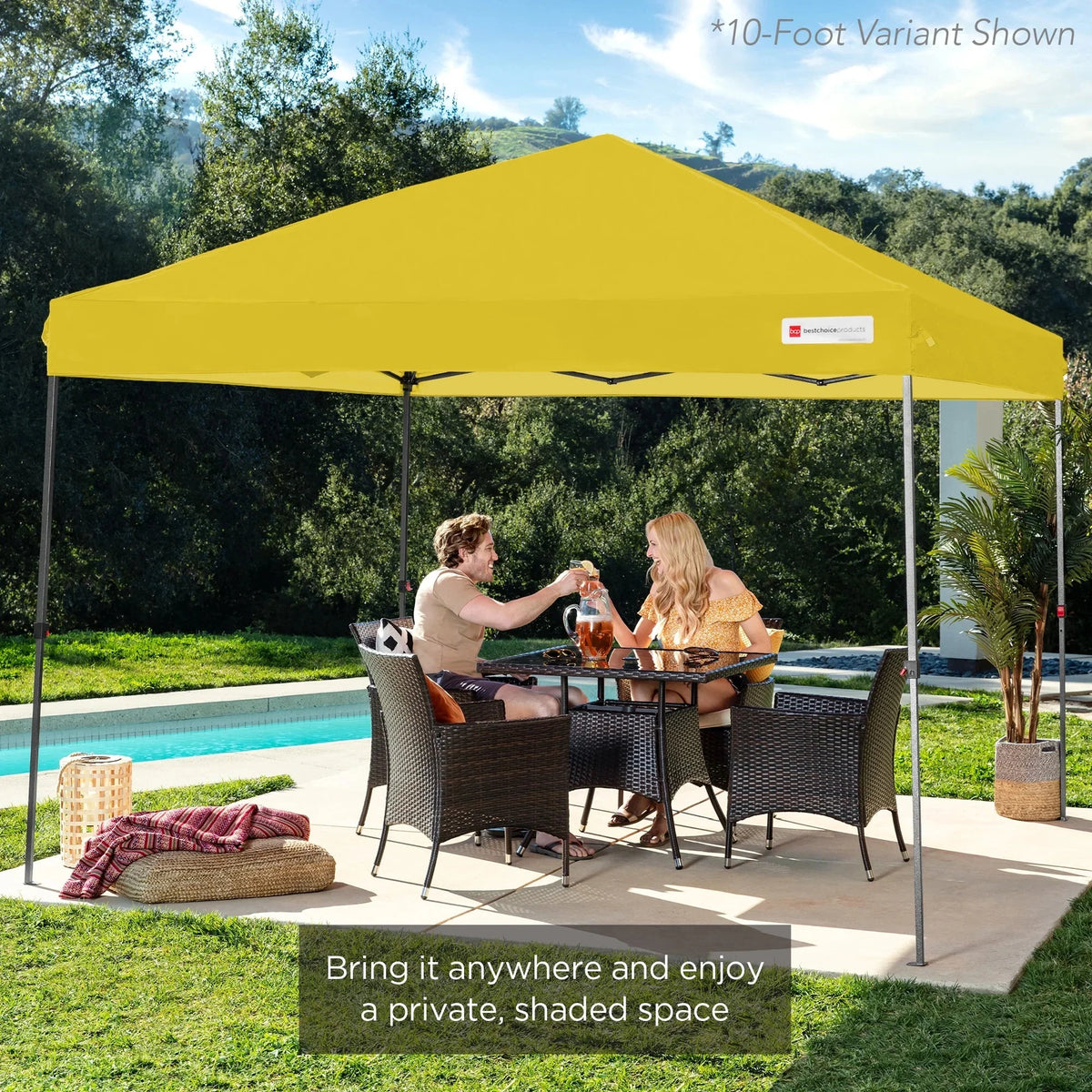Nouveauté 2026 – Best Choice Products 3,66 m x 3,66 m - Abri pliant facile à monter avec installation en un clic, sac à roulettes et 4 sacs de lestage - Bleu marine